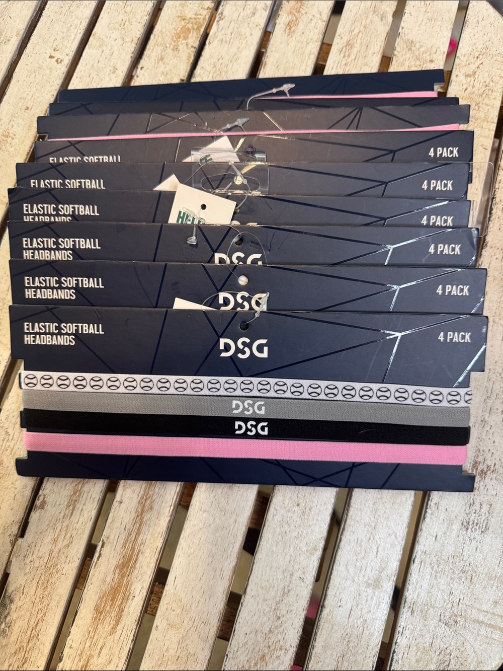 DSG Pack of Elastic Headbands - Black, Pink, White and Gray 4PK (case of 9)